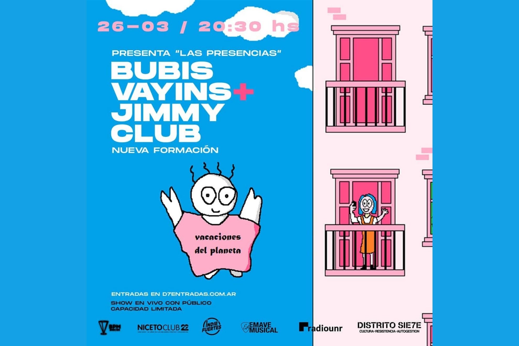 Un encuentro que promete: Bubis Vayins y Jimmy Club vuelven al escenario D7
