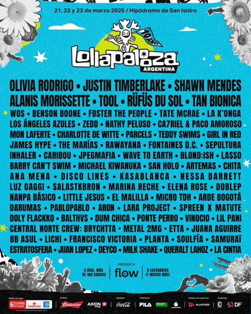 lineup lollapalooza 2025 imagen